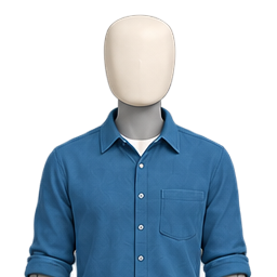 Home Accountant, a mannequin in a blue button-down shirt.