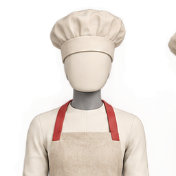 Home Chef, a mannequin in a chef's hat and apron.