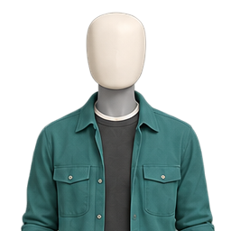 Property Records, a mannequin in a green overshirt.